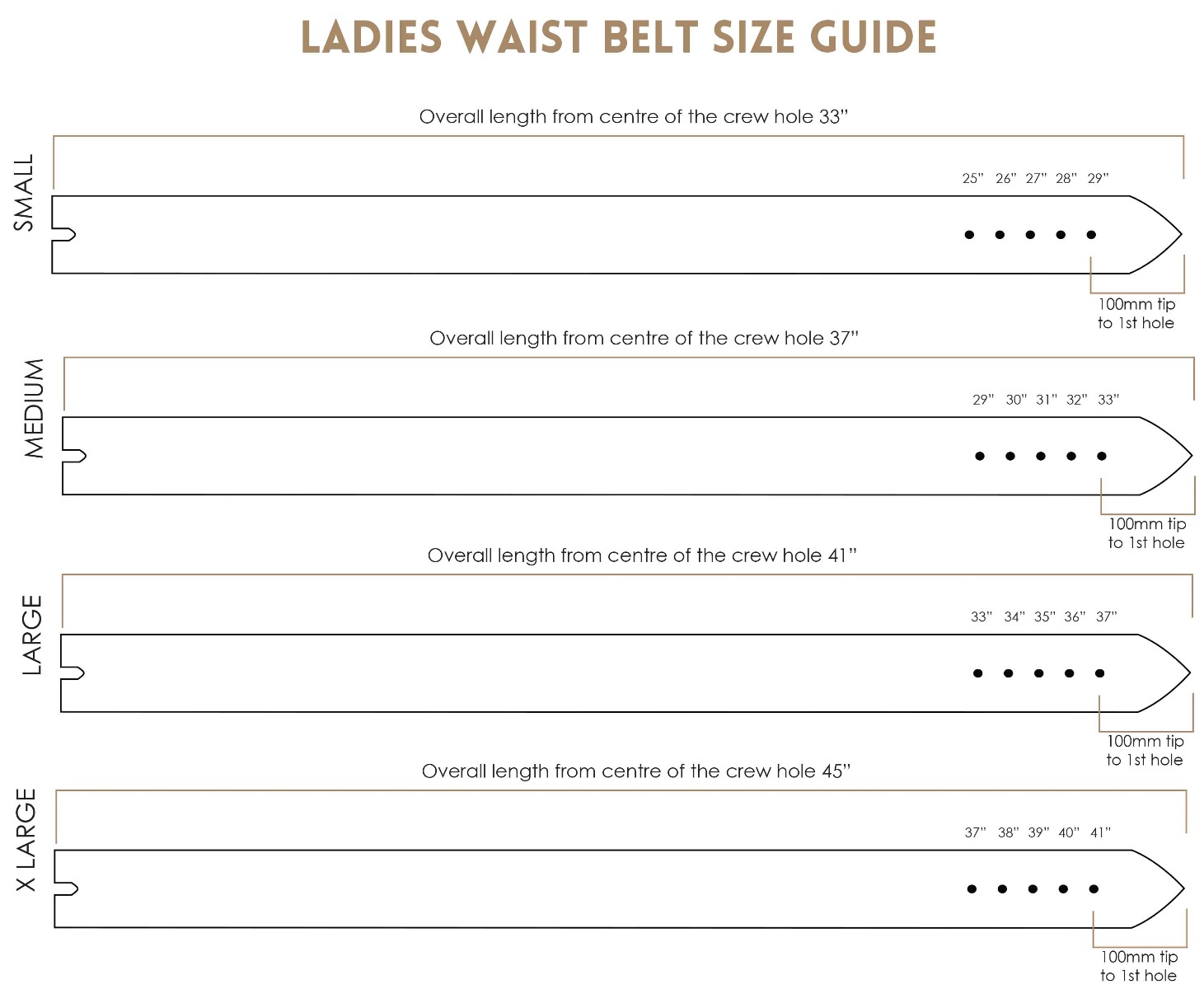 ladies waist belt size chart